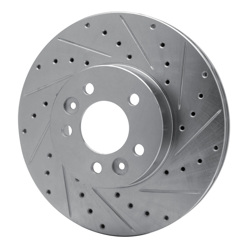Ford Crown Victoria Brake Rotor (1) - Front Right - R1 Concepts - Drilled & Slotted - Silver - `98-`02